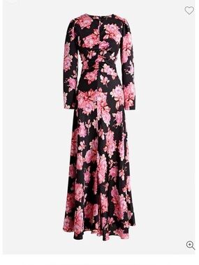 J. Crew Featherweight Satin Midi Dress in Midnight Rose Size 22